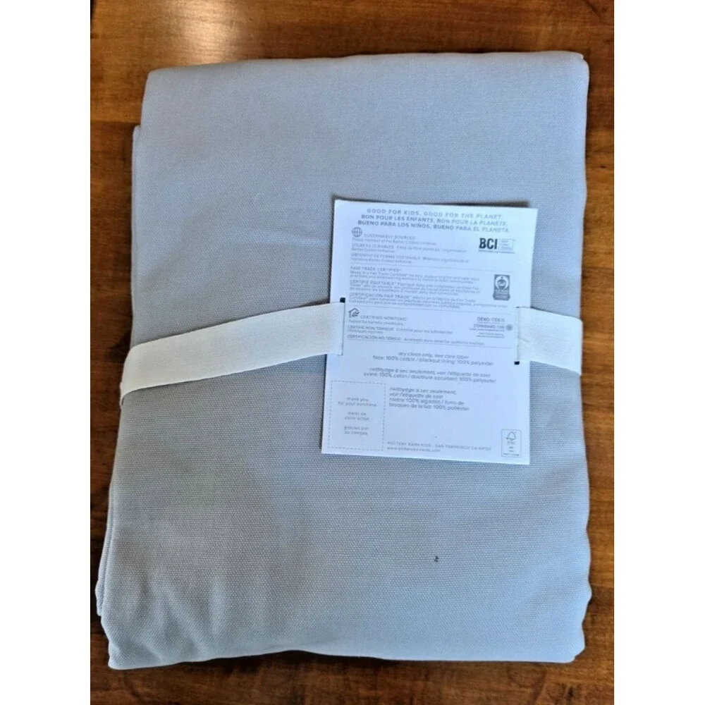 Pottery Barn Kids Quincy Solid Blackout Grommet Drape Light Grey 44x 63
